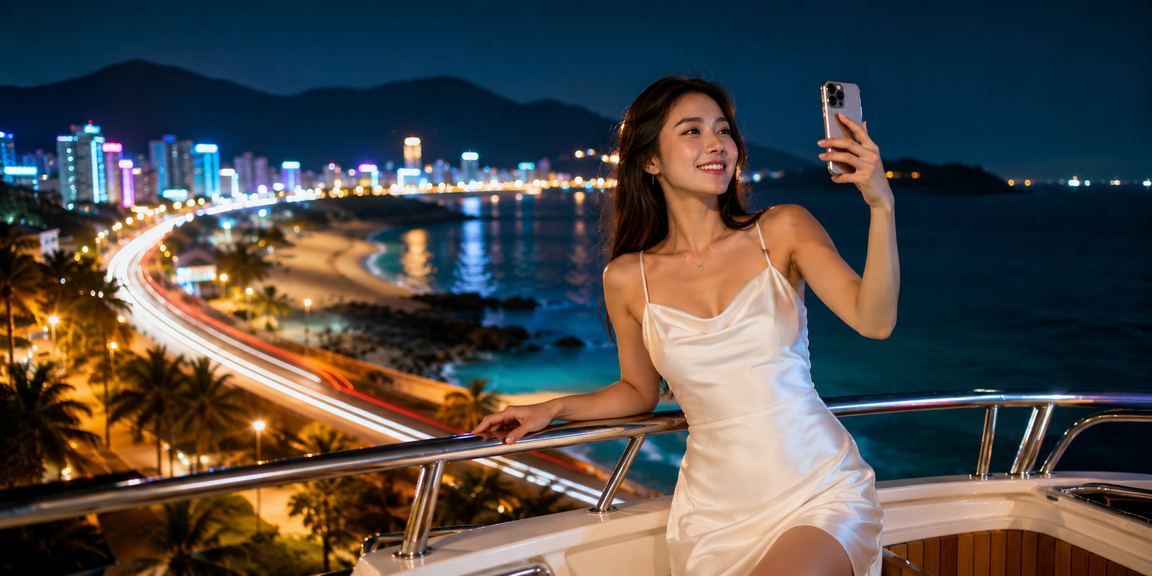 Khung cảnh bãi biển Con Đảo yên bình với người chơi trang bị thiết bị di động